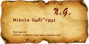 Nikola Györgyi névjegykártya